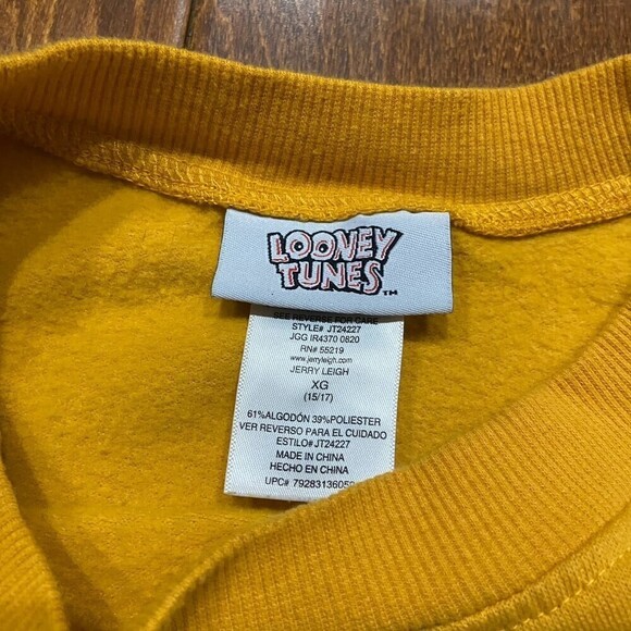 Looney Tunes VTG Tweety Bird Crewneck Sweatshirt Orange Gray Women's XL - Picture 7 of 7